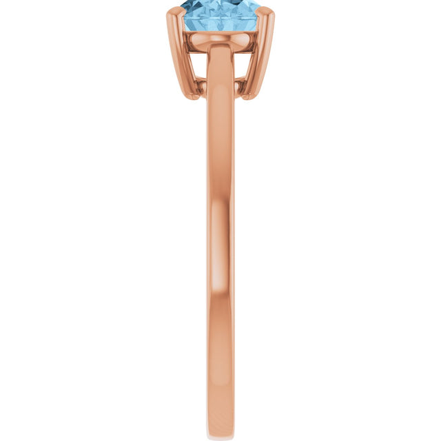 14K Gold Oval Natural Sky Blue Topaz Solitaire Ring - Rose Gold - view 4