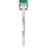 10K Gold Oval Lab-Grown Emerald Solitaire Ring - White Gold - view 4