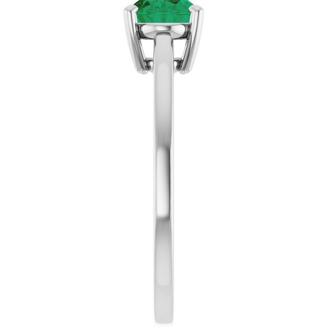 10K Gold Oval Lab-Grown Emerald Solitaire Ring - White Gold - view 4