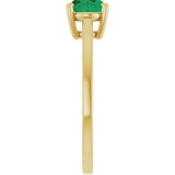10K Gold Oval Lab-Grown Emerald Solitaire Ring - Yellow Gold - view 4