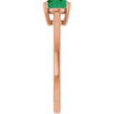 14K Gold Emerald Lab-Grown Emerald Solitaire Ring - Rose Gold - view 4