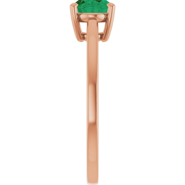 14K Gold Emerald Lab-Grown Emerald Solitaire Ring - Rose Gold - view 4