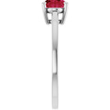 10K Gold Oval Lab-Grown Ruby Solitaire Ring - White Gold - view 4