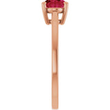 14K Gold Oval Lab-Grown Ruby Solitaire Ring - Rose Gold - view 4