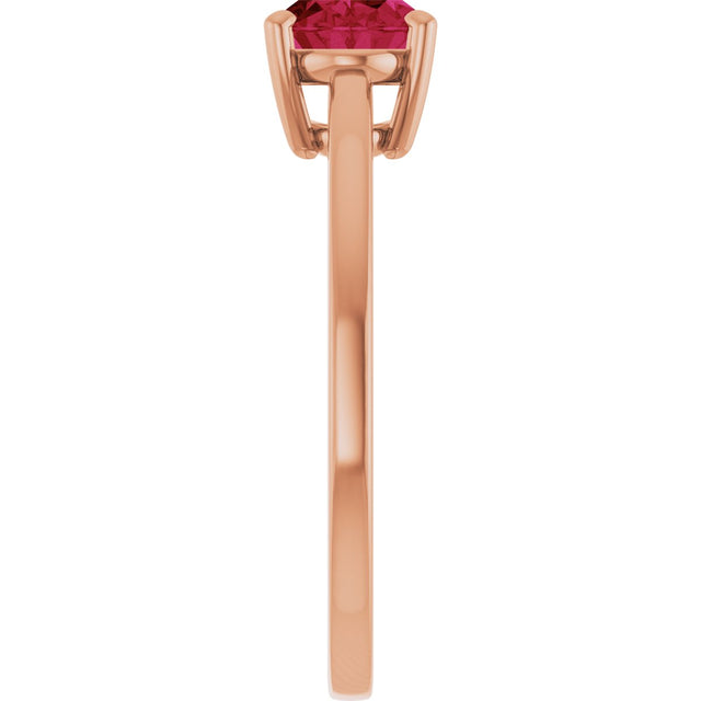 14K Gold Oval Lab-Grown Ruby Solitaire Ring - Rose Gold - view 4