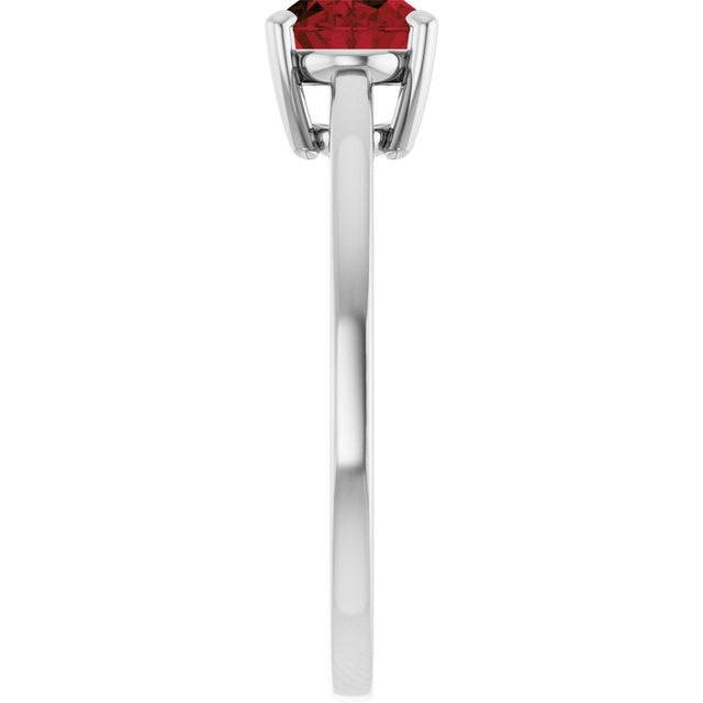 10K Gold Oval Natural Mozambique Garnet Solitaire Ring - White Gold - view 4