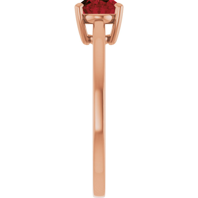 14K Gold Oval Natural Mozambique Garnet Solitaire Ring - Rose Gold - view 4