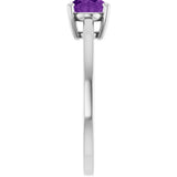 10K Gold Oval Natural Amethyst Solitaire Ring - White Gold - view 4