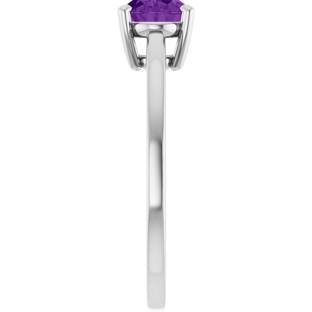 10K Gold Oval Natural Amethyst Solitaire Ring - White Gold - view 4