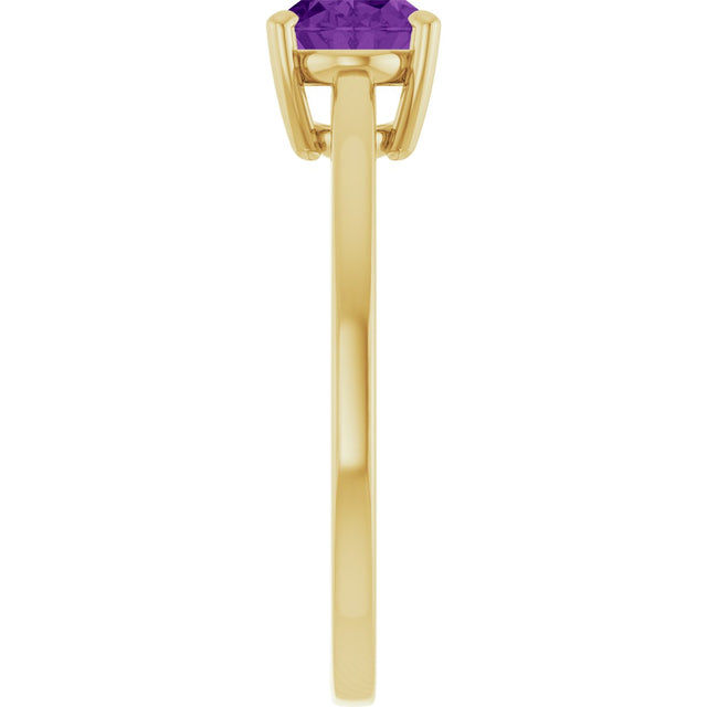 10K Gold Oval Natural Amethyst Solitaire Ring - Yellow Gold - view 4