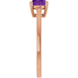 14K Gold Oval Natural Amethyst Solitaire Ring - Rose Gold - view 4
