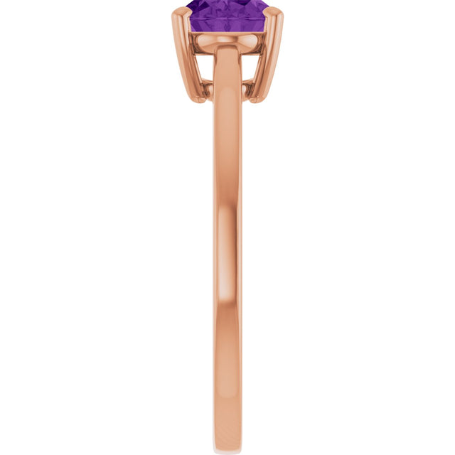14K Gold Oval Natural Amethyst Solitaire Ring - Rose Gold - view 4