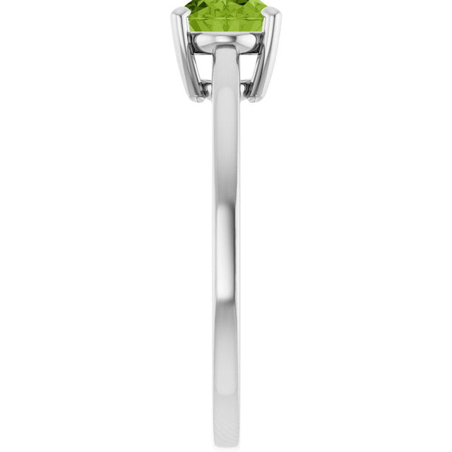 10K Gold Oval Natural Peridot Solitaire Ring - White Gold - view 4