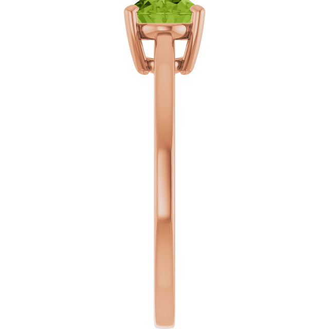 14K Gold Oval Natural Peridot Solitaire Ring – 6x4mm - Rose Gold - view 4