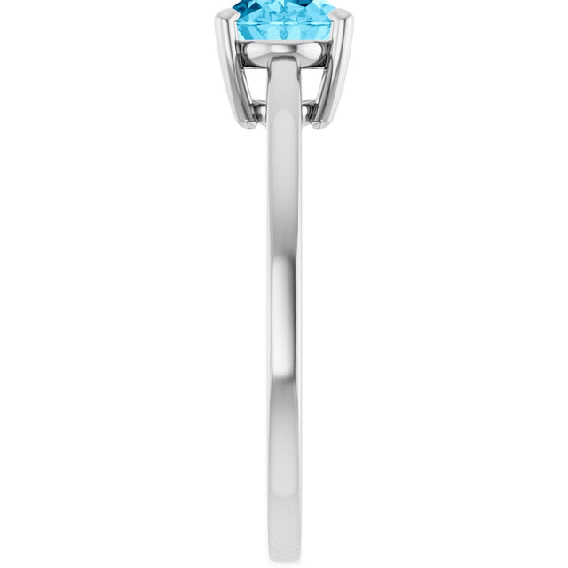 10K Gold Oval Natural Aquamarine Solitaire Ring - White Gold - view 4