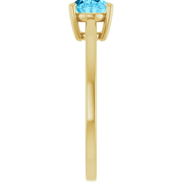 10K Gold Oval Natural Aquamarine Solitaire Ring - Yellow Gold - view 4