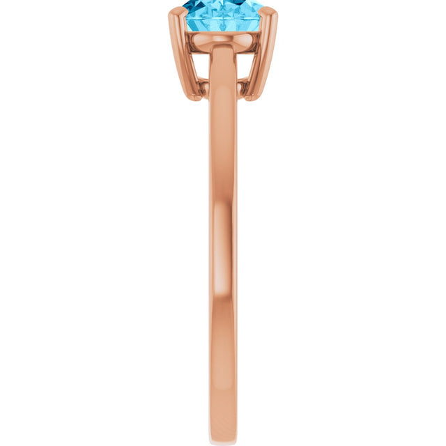 14K Gold Oval Natural Aquamarine Solitaire Ring – 6x4mm - Rose Gold - view 4