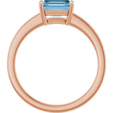 14K Gold Oval Natural Sky Blue Topaz Solitaire Ring - Rose Gold - view 2