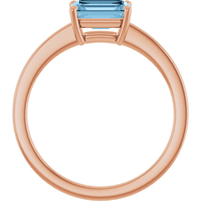 14K Gold Oval Natural Sky Blue Topaz Solitaire Ring - Rose Gold - view 2