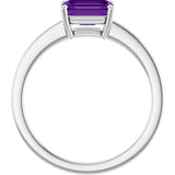 10K Gold Oval Natural Amethyst Solitaire Ring - White Gold - view 2