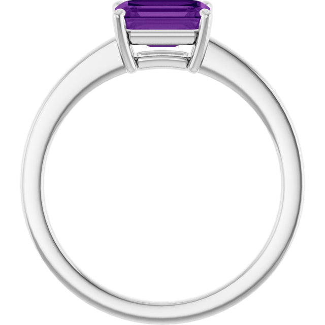 10K Gold Oval Natural Amethyst Solitaire Ring - White Gold - view 2