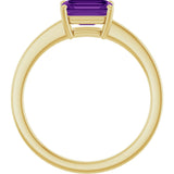 10K Gold Oval Natural Amethyst Solitaire Ring - Yellow Gold - view 2