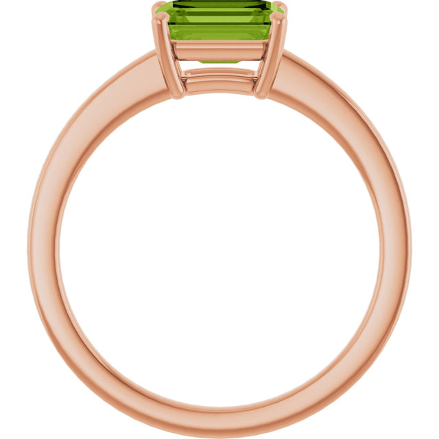 14K Gold Oval Natural Peridot Solitaire Ring – 6x4mm - Rose Gold - view 2