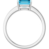 10K Gold Oval Natural Aquamarine Solitaire Ring - White Gold - view 2