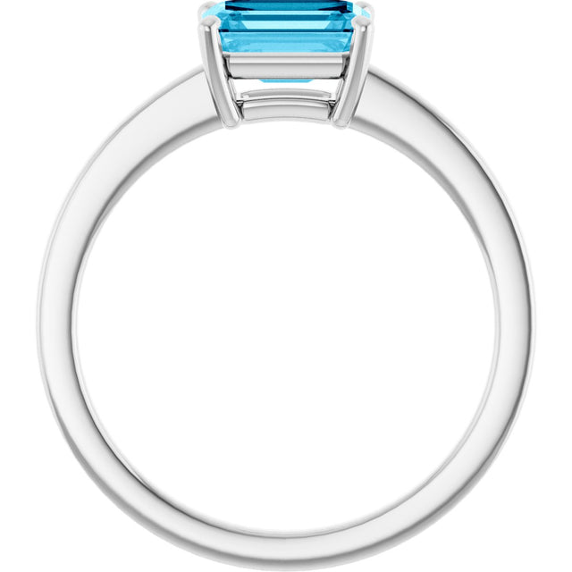 10K Gold Oval Natural Aquamarine Solitaire Ring - White Gold - view 2