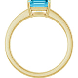 10K Gold Oval Natural Aquamarine Solitaire Ring - Yellow Gold - view 2