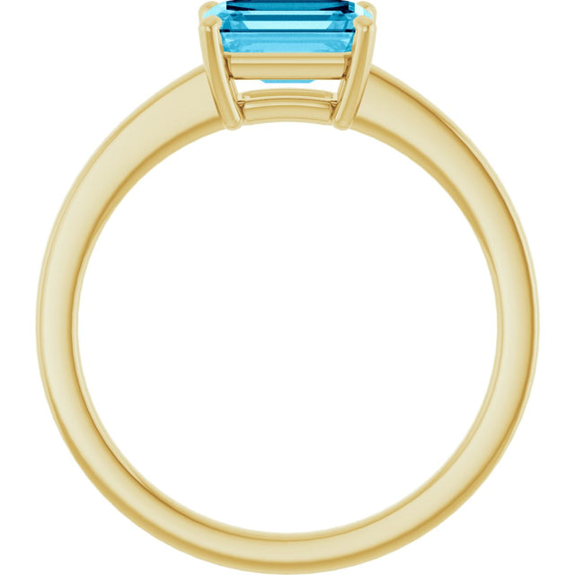 10K Gold Oval Natural Aquamarine Solitaire Ring - Yellow Gold - view 2