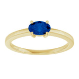 10K Gold Oval Lab-Grown Blue Sapphire Solitaire Ring - Yellow Gold - view 3