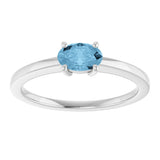 10K Gold Oval Natural Sky Blue Topaz Solitaire Ring - White Gold - view 3