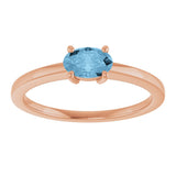 14K Gold Oval Natural Sky Blue Topaz Solitaire Ring - Rose Gold - view 3