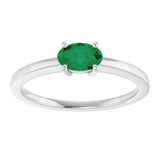 10K Gold Oval Lab-Grown Emerald Solitaire Ring - White Gold - view 3