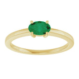 10K Gold Oval Lab-Grown Emerald Solitaire Ring - Yellow Gold - view 3