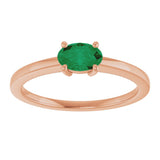 14K Gold Emerald Lab-Grown Emerald Solitaire Ring - Rose Gold - view 3