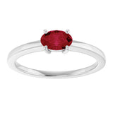 10K Gold Oval Lab-Grown Ruby Solitaire Ring - White Gold - view 3