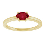 10K Gold Oval Lab-Grown Ruby Solitaire Ring - Yellow Gold - view 3