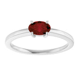10K Gold Oval Natural Mozambique Garnet Solitaire Ring - White Gold - view 3