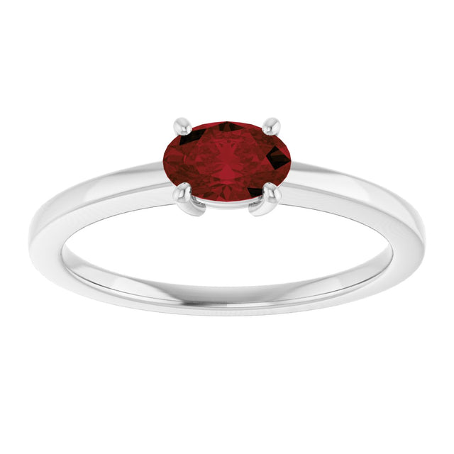 10K Gold Oval Natural Mozambique Garnet Solitaire Ring - White Gold - view 3