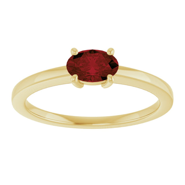 14K Gold Oval Natural Mozambique Garnet Solitaire Ring - Yellow Gold - view 3