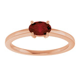 14K Gold Oval Natural Mozambique Garnet Solitaire Ring - Rose Gold - view 3