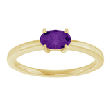 10K Gold Oval Natural Amethyst Solitaire Ring - Yellow Gold - view 3