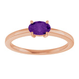 14K Gold Oval Natural Amethyst Solitaire Ring - Rose Gold - view 3