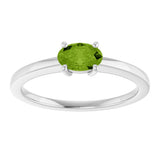 10K Gold Oval Natural Peridot Solitaire Ring - White Gold - view 3