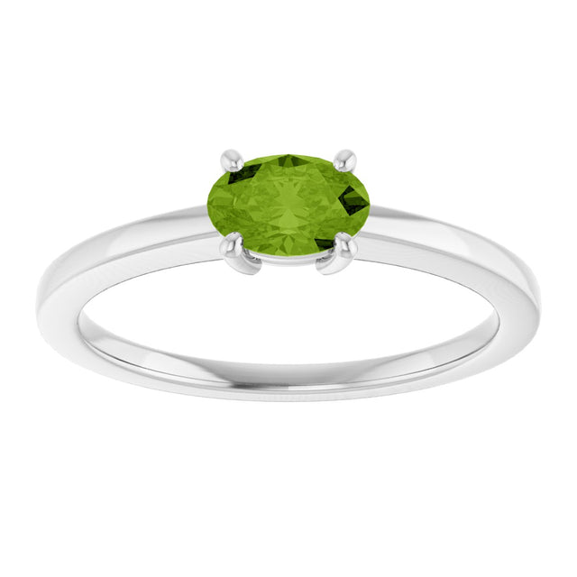 10K Gold Oval Natural Peridot Solitaire Ring - White Gold - view 3