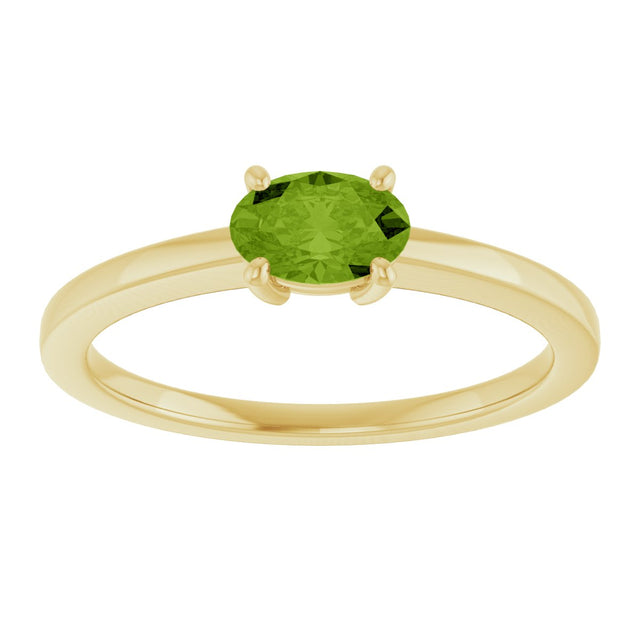 10K Gold Oval Natural Peridot Solitaire Ring - Yellow Gold - view 3