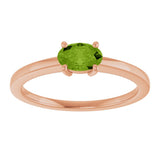 14K Gold Oval Natural Peridot Solitaire Ring – 6x4mm - Rose Gold - view 3