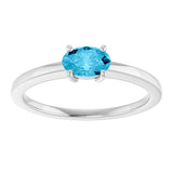 10K Gold Oval Natural Aquamarine Solitaire Ring - White Gold - view 3